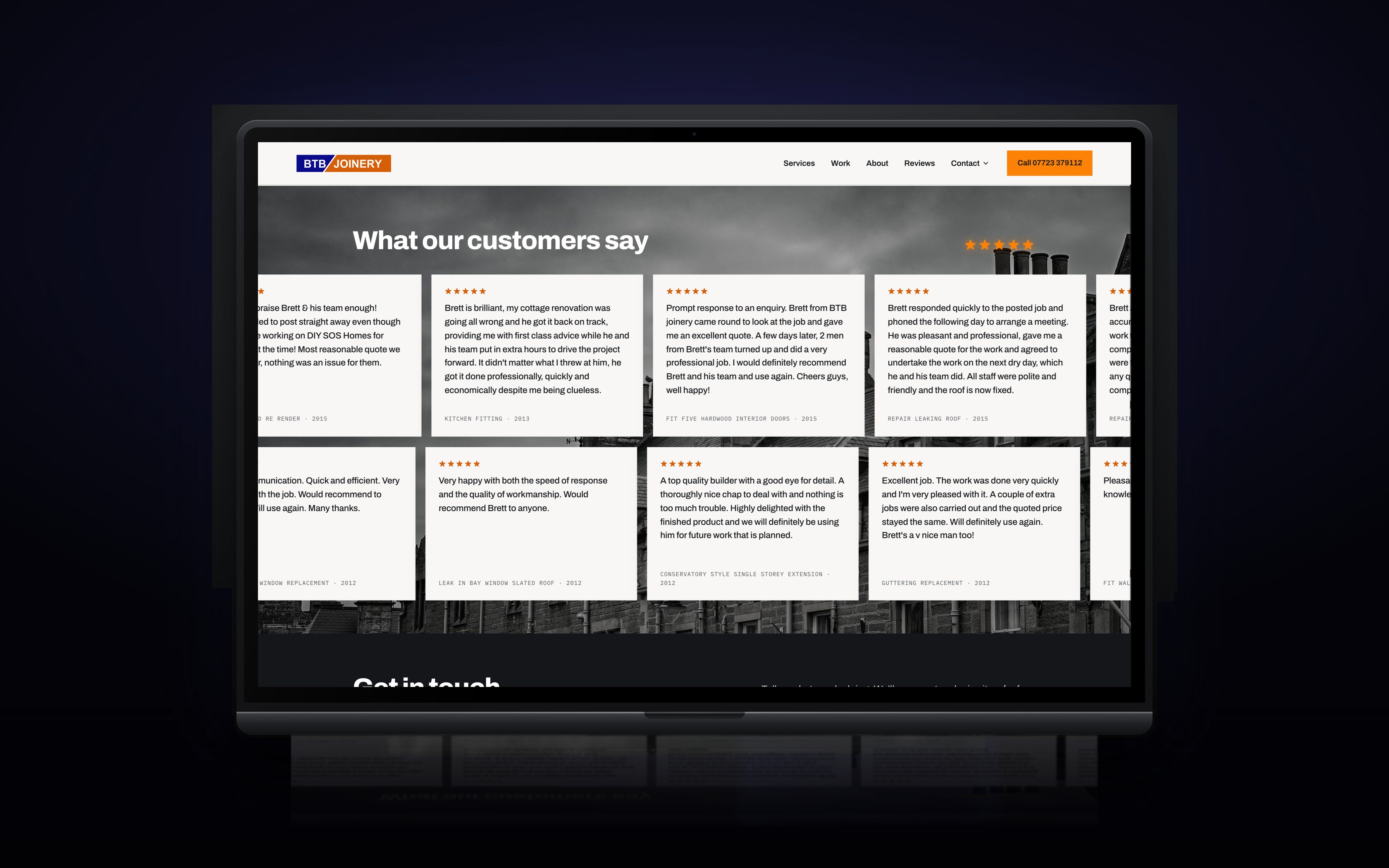 The reviews wall, headed What our customers say