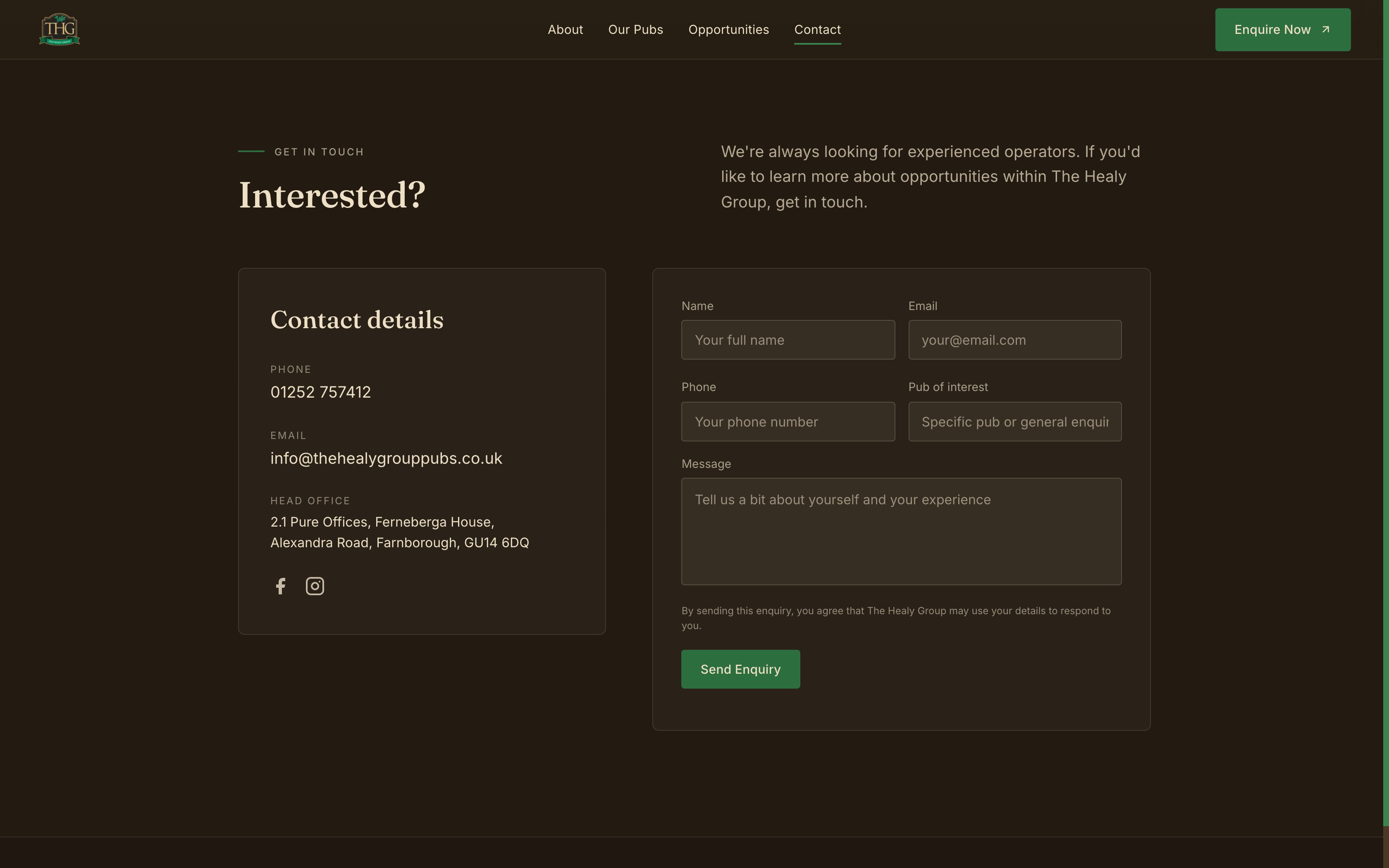 The enquiry form