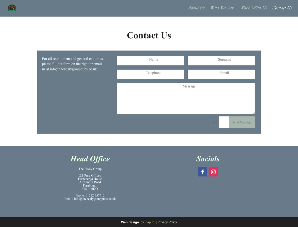 The old Contact page