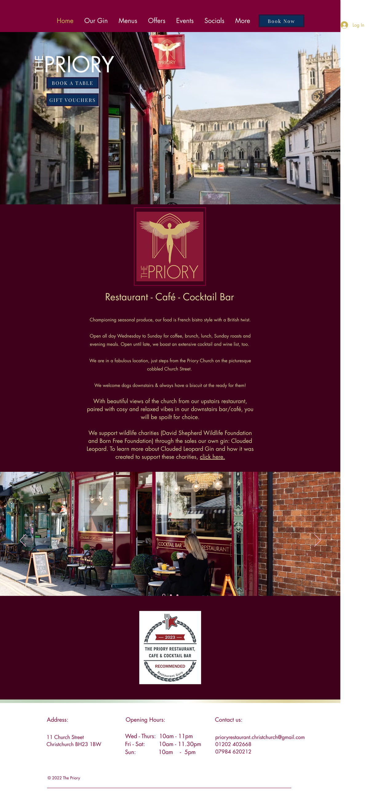 The old Priory homepage