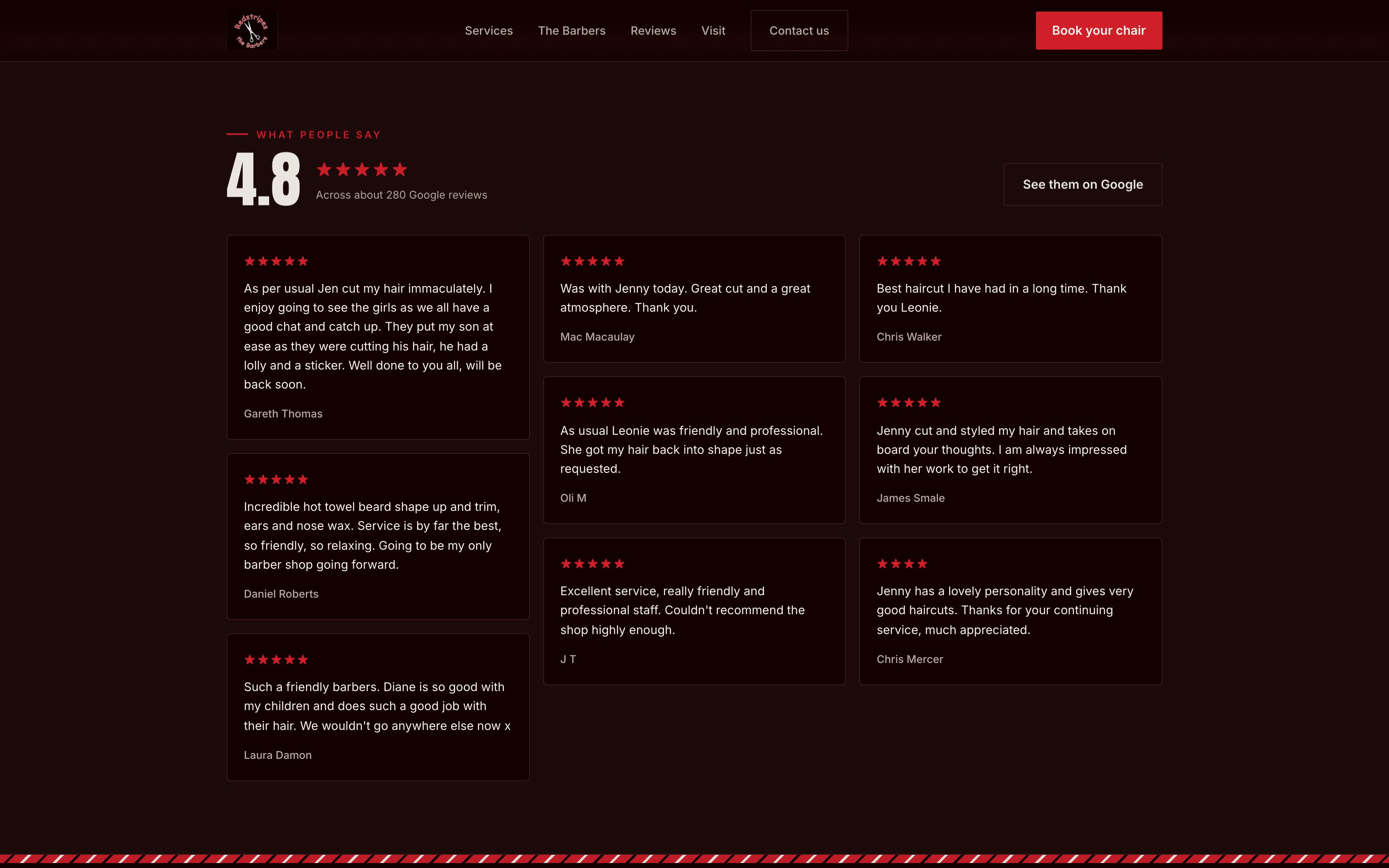 The reviews wall