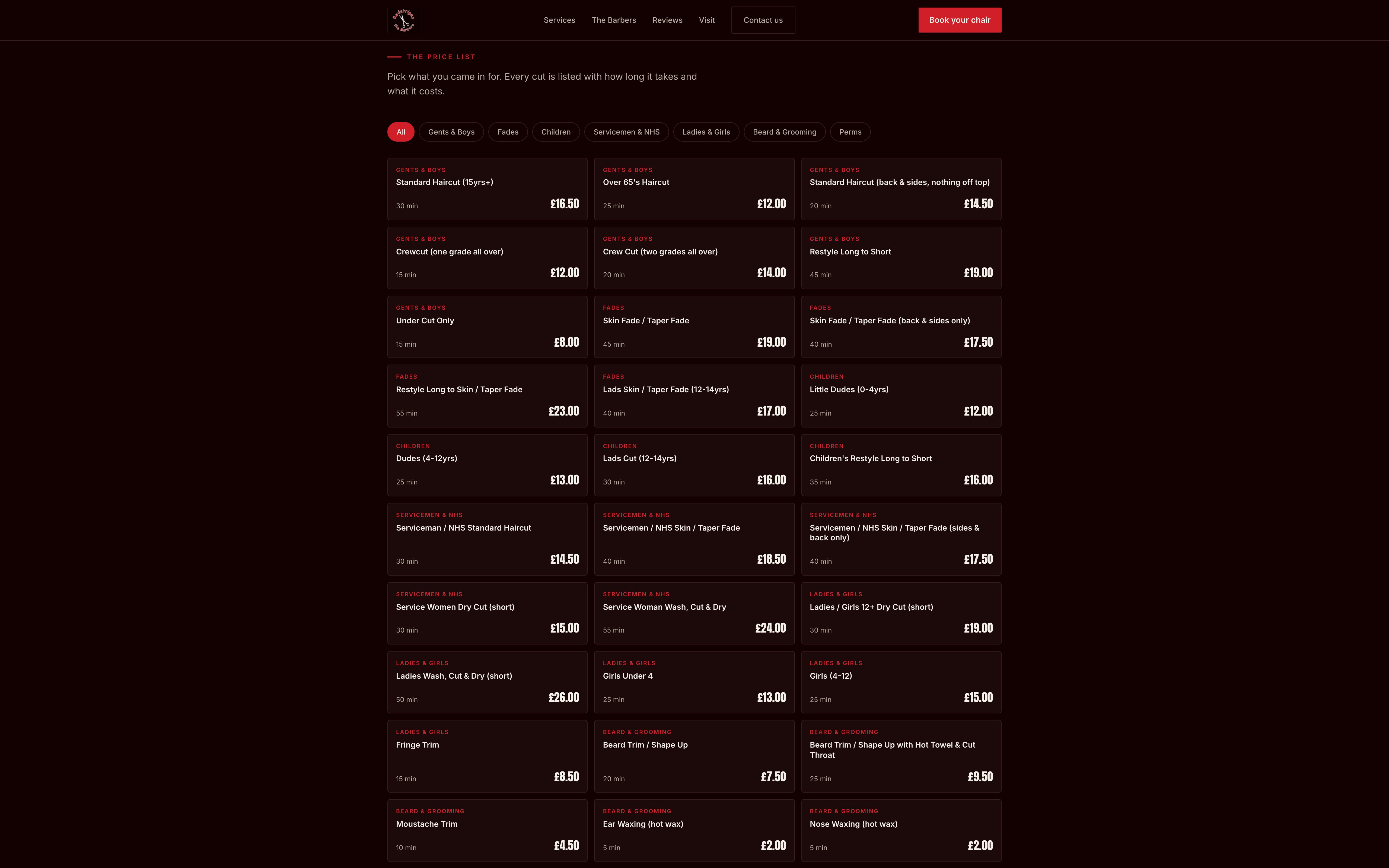 The price list