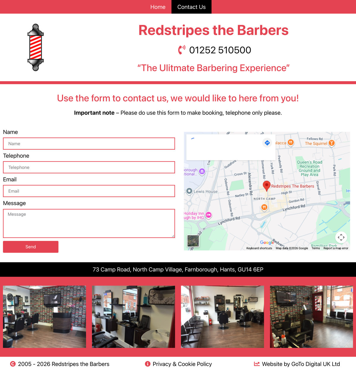 The old Redstripes contact page