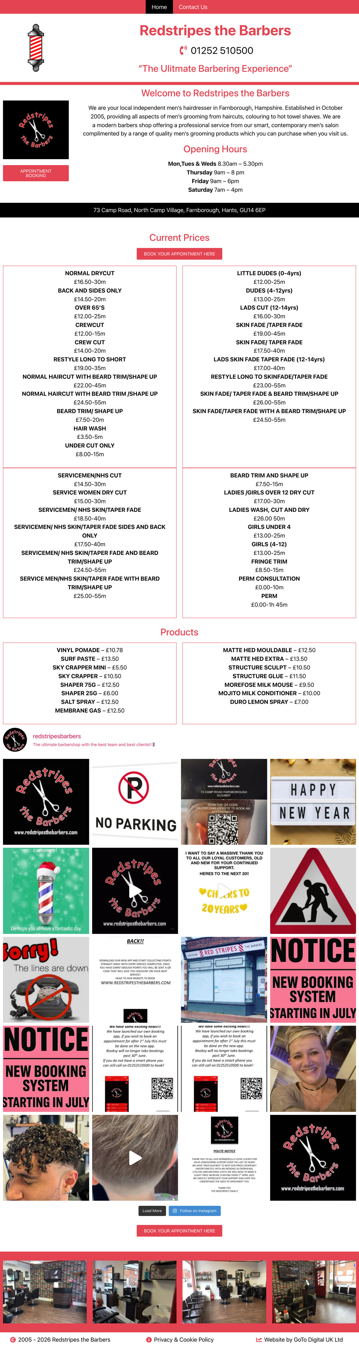 The old Redstripes homepage
