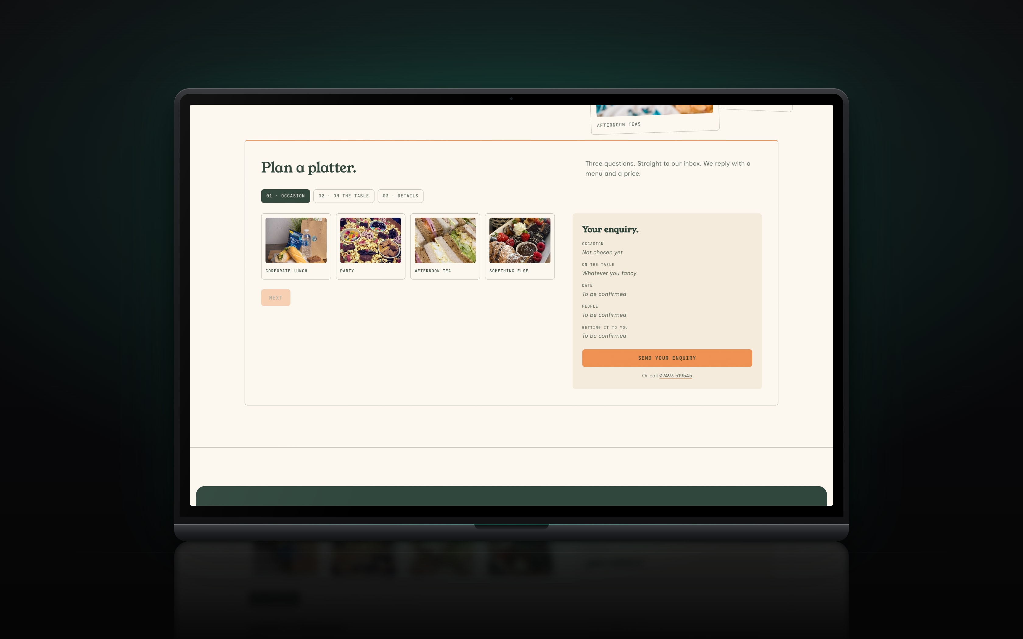 The catering enquiry builder